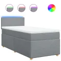 cadre de lit avec matelas Gris clair 100x200cm Tissu