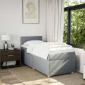 cadre de lit avec matelas Gris clair 100x200cm Tissu