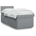 cadre de lit avec matelas Gris clair 100x200cm Tissu