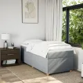 cadre de lit avec matelas Gris clair 100x200cm Tissu