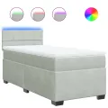 cadre de lit et matelas Gris clair 90x200 cm Velours