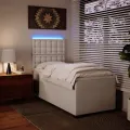 cadre de lit avec matelas Blanc 100x200cm Similicuir