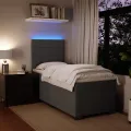 cadre de lit et matelas Gris foncé 90x200 cm Velours