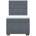 cadre de lit et matelas Gris foncé 90x200 cm Velours
