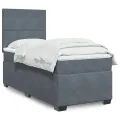 cadre de lit et matelas Gris foncé 90x200 cm Velours