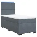 cadre de lit et matelas Gris foncé 90x200 cm Velours