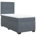 cadre de lit et matelas Gris foncé 90x200 cm Velours