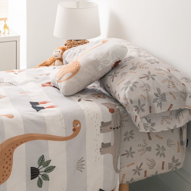 Parure de couette HappyFriday Moshi Moshi Dino Family Multicouleur 2 P