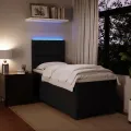 cadre de lit avec matelas Noir 90x200 cm Velours