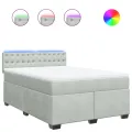 cadre de lit et matelas Gris clair 160x200cm Velours
