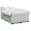cadre de lit et matelas Gris clair 140x200cm Velours