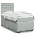 cadre de lit et matelas Gris clair 90x200 cm Velours