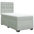 cadre de lit et matelas Gris clair 90x200 cm Velours