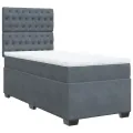 cadre de lit et matelas Gris foncé 90x200 cm Velours