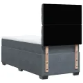 cadre de lit et matelas Gris foncé 90x200 cm Velours