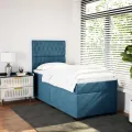cadre de lit avec matelas bleu 80x200 cm velours