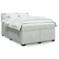 cadre de lit et matelas Gris clair 140x200cm Velours