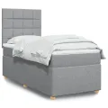cadre de lit et matelas Gris clair 90x190 cm Tissu