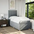 cadre de lit et matelas Gris clair 90x190 cm Tissu
