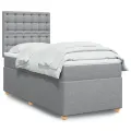 cadre de lit et matelas Gris clair 90x190 cm Tissu