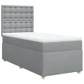 cadre de lit et matelas Gris clair 90x190 cm Tissu