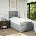 cadre de lit et matelas Gris clair 90x190 cm Tissu