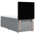cadre de lit et matelas Gris clair 90x190 cm Tissu