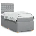 cadre de lit et matelas Gris clair 90x190 cm Tissu