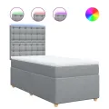 cadre de lit et matelas Gris clair 90x190 cm Tissu