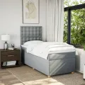 cadre de lit et matelas Gris clair 90x190 cm Tissu