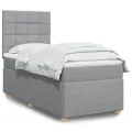 cadre de lit et matelas Gris clair 90x190 cm Tissu