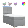 cadre de lit et matelas Gris clair 90x190 cm Tissu