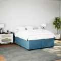 Cadre de lit sans matelas bleu 160x200 cm velours