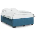 Cadre de lit sans matelas bleu 160x200 cm velours