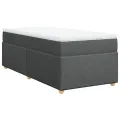 cadre de lit avec matelas Gris foncé 90x200 cm Tissu