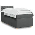 cadre de lit avec matelas Gris foncé 90x200 cm Tissu