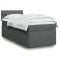 cadre de lit avec matelas Gris foncé 90x200 cm Tissu