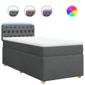 cadre de lit avec matelas Gris foncé 90x200 cm Tissu