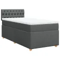 cadre de lit avec matelas Gris foncé 90x200 cm Tissu