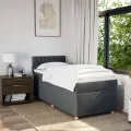 cadre de lit avec matelas Gris foncé 90x200 cm Tissu