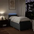 cadre de lit avec matelas Gris foncé 90x200 cm Tissu
