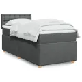 cadre de lit avec matelas Gris foncé 90x200 cm Tissu