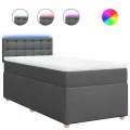 cadre de lit avec matelas Gris foncé 90x200 cm Tissu