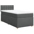 cadre de lit avec matelas Gris foncé 90x200 cm Tissu