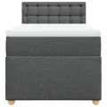 cadre de lit avec matelas Gris foncé 90x200 cm Tissu