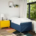 cadre de lit avec matelas Bleu 90x190 cm Tissu