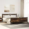 Cadre de lit en métal sans matelas chêne fumé 180x200 cm