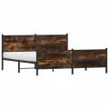 Cadre de lit en métal sans matelas chêne fumé 180x200 cm