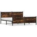 Cadre de lit en métal sans matelas chêne fumé 180x200 cm
