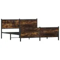 Cadre de lit en métal sans matelas chêne fumé 180x200 cm